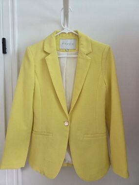 Women's Yellow Textured Single-Button Blazer